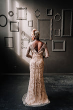 Load image into Gallery viewer, BHLDN Sequin and Beaded Illusion Fit Flare Full Sleeved Size 8
