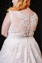 Load image into Gallery viewer, ALLURE Tulle A-line Lace Crystal Bodice illusion Back Size 22
