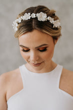 Load image into Gallery viewer, HYACINTH HAIR WREATH in silver + ivory
