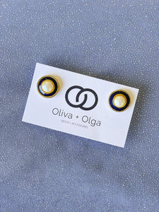 OLIVA + OLGA Circle Pearl Inlay Stud Earrings