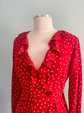 Load image into Gallery viewer, FOREVER 21 Polkadot Wrap Dress Ruffled Collar Size M/8
