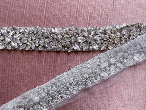 JOVANI Marquis/Round Silver Crystal Belt