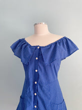 Load image into Gallery viewer, NO LABEL A-line Pinstriped Ruffle Sleeve Pockets Size L
