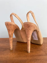 Load image into Gallery viewer, GUESS Pleather Open Toe Sling Back Cork Heel Size 8
