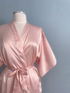 NO LABEL Satin Belted Robe Half Sleeve Size S
