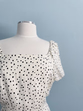 Load image into Gallery viewer, LOFT Cotton Polkadot A-line Puff Sleeve Tie Back Size 8
