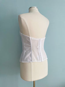 DOMINIQUE White Satin Bustier Lace Trimmed Added Straps Size 38B