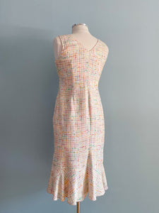 PRECIS PETITE Tweed Midi Dress Sleeveless Ruffle Hem Size 8